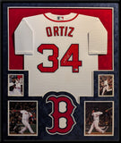 SUEDE FRAMED DAVID ORTIZ AUTOGRAPHED SIGNED BOSTON RED SOX JERSEY BECKETT HOLO