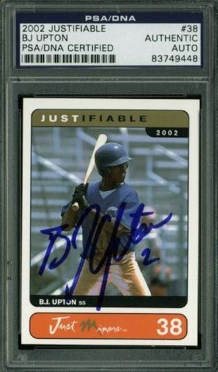 Melvin (Bj) Upton Jr Signed Card 2002 Justifiable Rc #38 PSA Slabbed #83749448