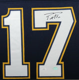 PHILIP RIVERS (Chargers dark blue SKYLINE) Signed Auto Framed Jersey JSA