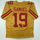 Autographed/Signed DEEBO SAMUEL San Francisco Gold Football Jersey JSA COA Auto