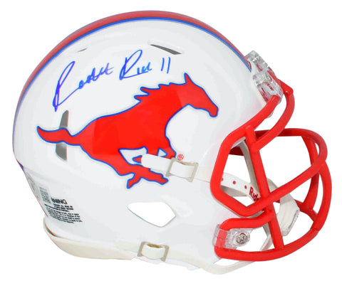 RASHEE RICE AUTOGRAPHED SIGNED SMU MUSTANGS SPEED MINI HELMET BECKETT