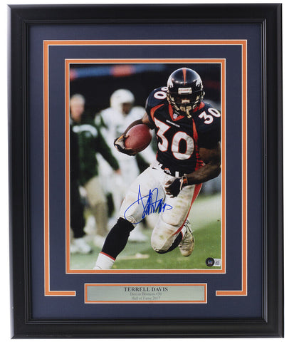 Terrell Davis Signed Framed 11x14 Denver Broncos Photo BAS BF31855