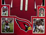 SUEDE FRAMED ARIZONA CARDINALS LARRY FITZGERALD AUTOGRAPHED SIGNED JERSEY PSA