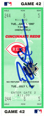 Deion Sanders Signed Cincinnati Reds 7/1/1997 vs Brewers Ticket BAS 37213