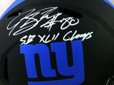 Jeremy Shockey Signed NY Giants F/S Eclipse Helmet w/ Insc -Beckett Witness *Wh