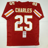 Autographed/Signed Jamaal Charles Kansas City Red Football Jersey JSA COA