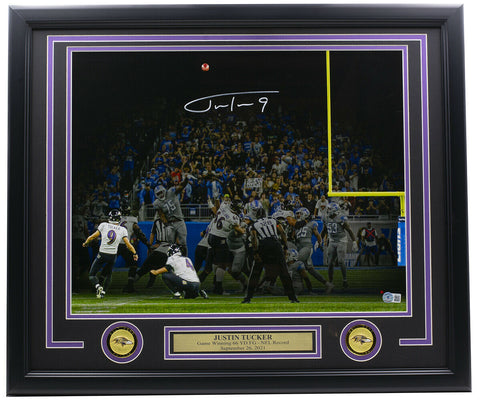 Justin Tucker Signed Framed 16x20 Ravens Record Field Goal Photo BAS WN72214