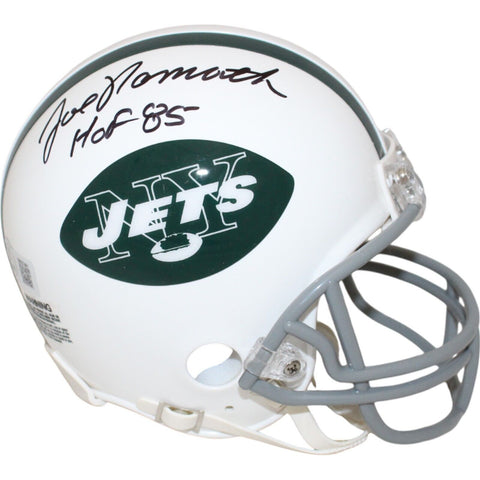 Joe Namath Autographed New York Jets VSR4 TB 65-77 Mini Helmet Beckett 48622