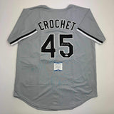 Autographed/Signed Garrett Crochet Chicago Grey Baseball Jersey Beckett BAS COA