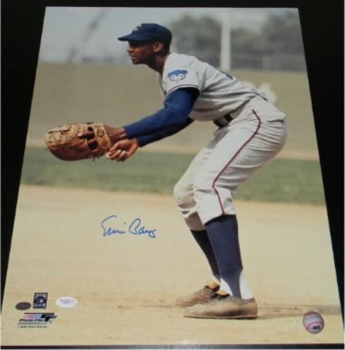 ERNIE BANKS SIGNED AUTOGRAPHED CHICAGO CUBS 16x20 PHOTO JSA