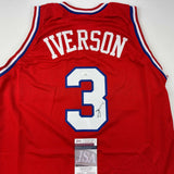 Autographed/Signed Allen Iverson Philadelphia Red Basketball Jersey JSA COA