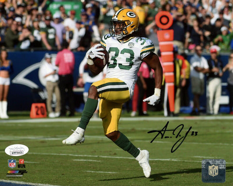 AARON JONES SIGNED AUTOGRAPHED GREEN BAY PACKERS VS RAMS 8x10 PHOTO JSA