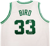 BOSTON CELTICS LARRY BIRD AUTOGRAPHED WHITE JERSEY BECKETT BAS STOCK #203448