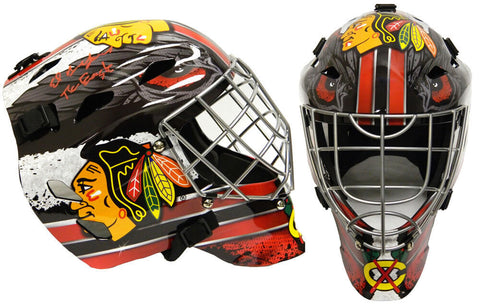 ED BELFOUR Signed Blackhawks Franklin Replica F/S Goalie Mask w/The Eagle - SS