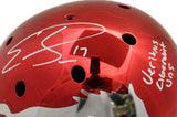 Emmanuel Sanders Signed SMU Mustangs Schutt Chrome Helmet Insc JSA 12626