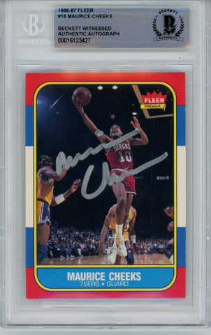 Maurice Cheeks Autographed 1986 Fleer #16 Trading Card Beckett 43953