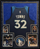 SUEDE FRAMED MINNESOTA TIMBERWOLVES KARL ANTHONY TOWNS AUTOGRAPHED JERSEY JSA