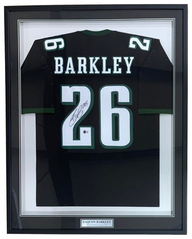 Saquon Barkley Philadelphia Signed Framed Black Football Jersey BAS ITP