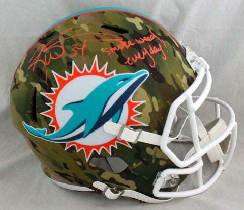 Ricky Williams Signed Dolphins F/S Camo Speed Helmet w/ SWED - Beckett W Auth