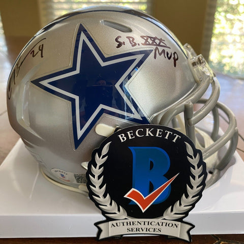 Larry Brown SB XXX MVP Autographed Signed Dallas Cowboys Mini Helmet Beckett