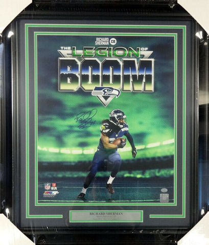 RICHARD SHERMAN AUTOGRAPHED SIGNED FRAMED 16X20 PHOTO SEAHAWKS RS HOLO 90705