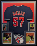 FRAMED CLEVELAND GUARDIANS SHANE BIEBER AUTOGRAPHED SIGNED JERSEY BECKETT HOLO