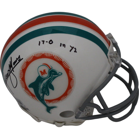 Mercury Morris Signed Miami Dolphins TB VSR4 Mini 17-0 1972 BAS 46030