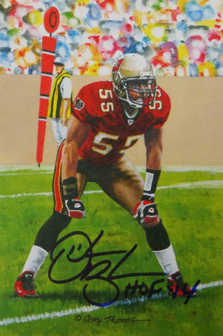 Derrick Brooks Signed TB Buccaneers Goal Line Art Card w/ HOF-JSA W Auth *Blue S