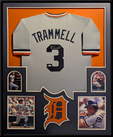 FRAMED DETROIT TIGERS ALAN TRAMMELL AUTOGRAPHED SIGNED JERSEY BECKETT COA