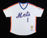 Mookie Wilson Signed New York Met Jersey Inscribed "It Goes Through Buckner" PSA