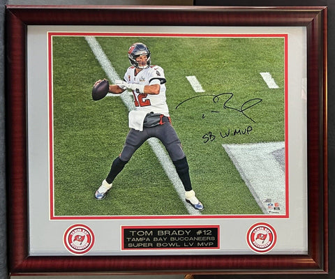 Tom Brady Signed 16x20 Super Bowl MVP INS Photo Framed Buccaneers Auto Fanatics