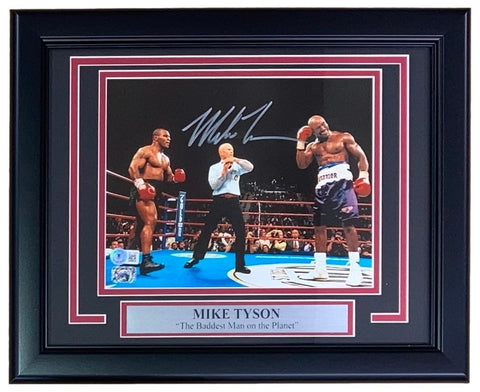 Mike Tyson Signed Framed 8x10 Evander Holyfield Ear Bite Photo BAS