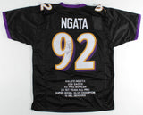 Haloti Ngata Signed Baltimore Ravens Career Highlight Stat Jersey (JSA) Def Tckl