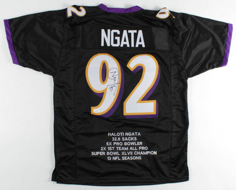 Haloti Ngata Signed Baltimore Ravens Career Highlight Stat Jersey (JSA) Def Tckl