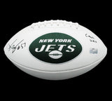 Bart Scott Signed New York Jets Embroidered White NFL Football with Can't Wait