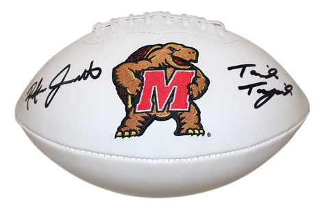 Taulia Tagovailoa & Rakim Jarrett Signed Maryland Terrapins Logo Football BAS