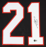 Deion Sanders Signed Atlanta Falcons 35x43 Framed Jersey (Beckett) Coach Prime