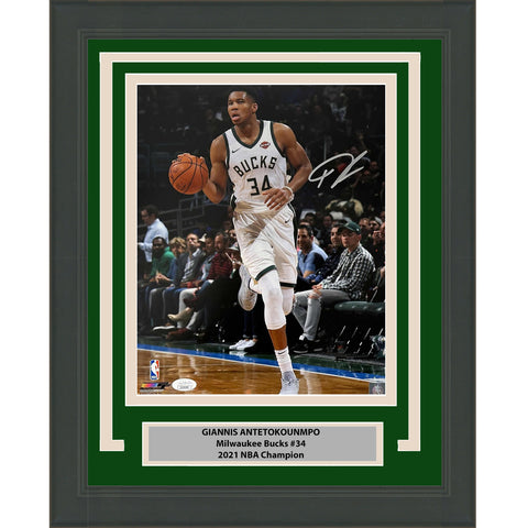 Framed Autographed/Signed Giannis Antetokounmpo Bucks 11x14 Photo JSA COA #2