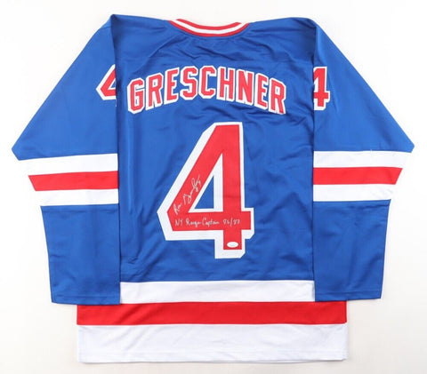 Ron Greschner Signed New York Rangers Jersey "NY Ranger Captain 86/87" (JSA COA)