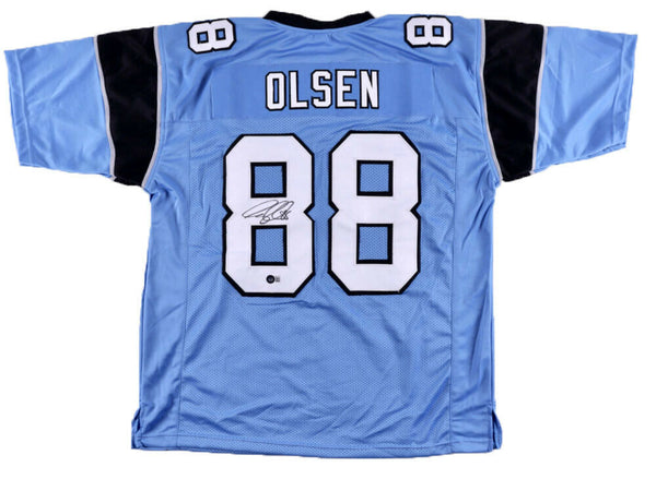 GREG OLSEN AUTOGRAPHED SIGNED CAROLINA PANTHERS #88 BLUE JERSEY BECKETT