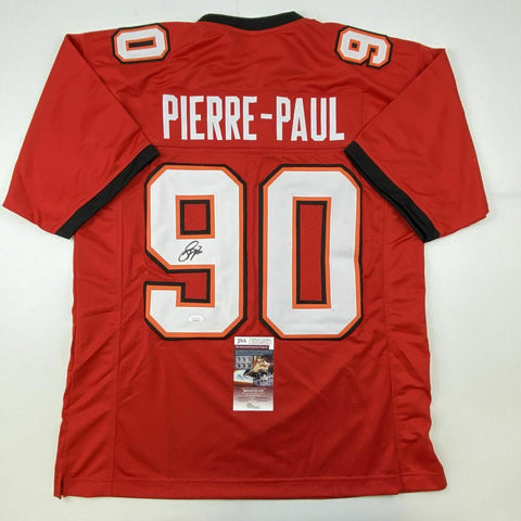 Autographed/Signed JASON PIERRE-PAUL Tampa Bay Red Football Jersey JSA COA Auto