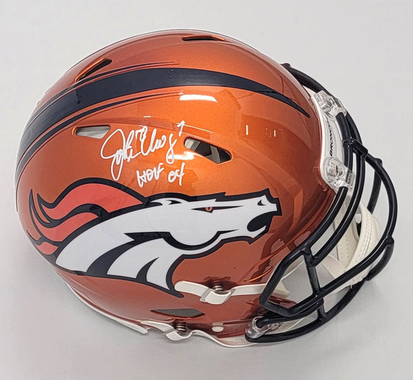 John Elway Autographed Denver Broncos Flash Authentic Helmet W/ HOF 04 Beckett