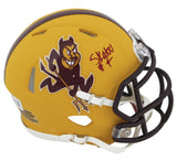 Arizona State Cameron Skattebo Signed Sparky Speed Mini Helmet W/ Case BAS Wit