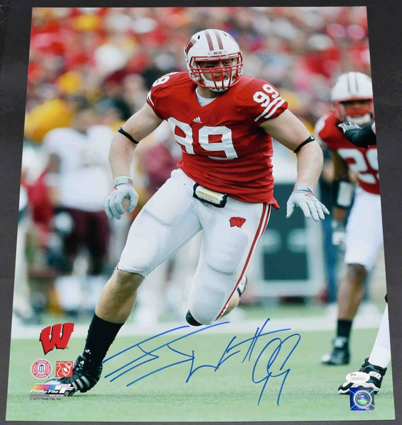 JJ WATT AUTOGRAPHED SIGNED WISCONSIN BADGERS 16x20 PHOTO JSA