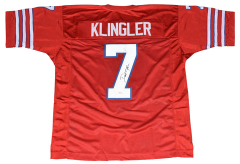 DAVID KLINGLER AUTOGRAPHED SIGNED HOUSTON COUGARS #7 RED JERSEY JSA