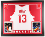 James Harden Signed Houston Rockets 35 x 43 Custom Framed Jersey (Beckett COA)