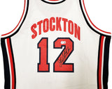 1992 USA DREAM TEAM JOHN STOCKTON AUTOGRAPHED WHITE M&N JERSEY 44 BECKETT 224357