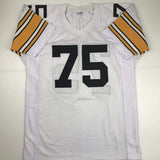 Autographed/Signed Mean Joe Greene HOF 87 Pittsburgh White Jersey JSA COA