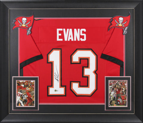 Mike Evans Authentic Signed Red Pro Style Framed Jersey BAS Witnessed 2