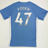 Autographed/Signed Phil Foden Manchester City Blue Soccer Jersey BAS COA #2